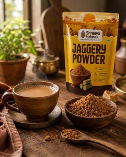 Shreeva Naturals Jaggery Powder – 500g x 2 (1kg, Pack of 2) | Natural Sweetener | Chemical Free | Traditionally Processed Gud Powder