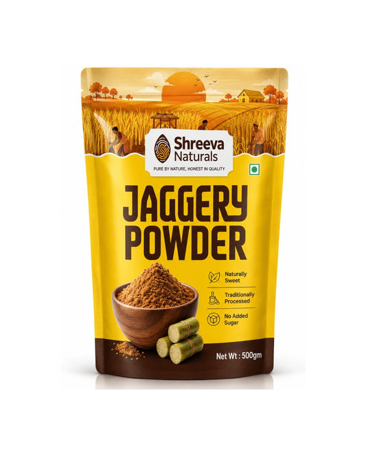 Shreeva Naturals Jaggery Powder – 500g | Natural Sweetener | Chemical Free | Traditionally Processed Gud Powder