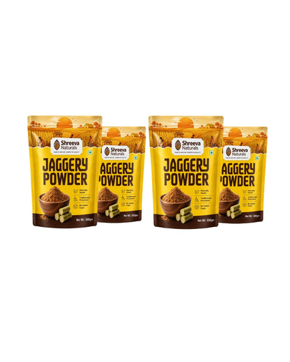 Shreeva Naturals Jaggery Powder – 500g x 4 (2kg, Pack of 4) | Natural Sweetener | Chemical Free | Traditionally Processed Gud Powder
