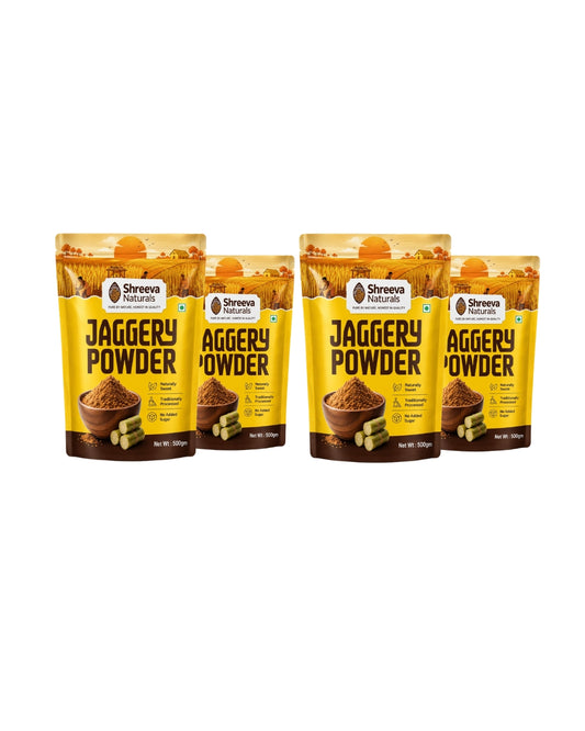 Shreeva Naturals Jaggery Powder – 500g x 4 (2kg, Pack of 4) | Natural Sweetener | Chemical Free | Traditionally Processed Gud Powder