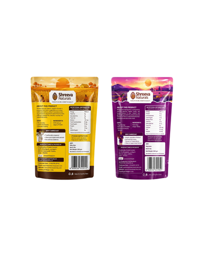 Shreeva Naturals Healthy Combo – (1kg Combo Pack) Ragi Flour 500g + Jaggery Powder 500g | Natural, Gluten Free & Chemical Free | Healthy Everyday Essentials