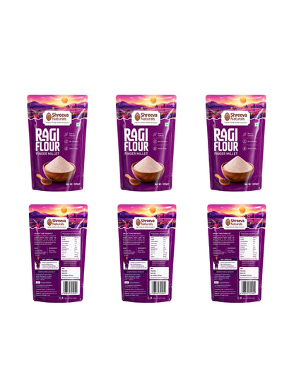 Shreeva Naturals Ragi Flour (Finger Millet Flour) – 500g x 6 (3kg, Pack of 6) | Gluten Free | Rich in Calcium & Fiber | 100% Natural Millet Flour